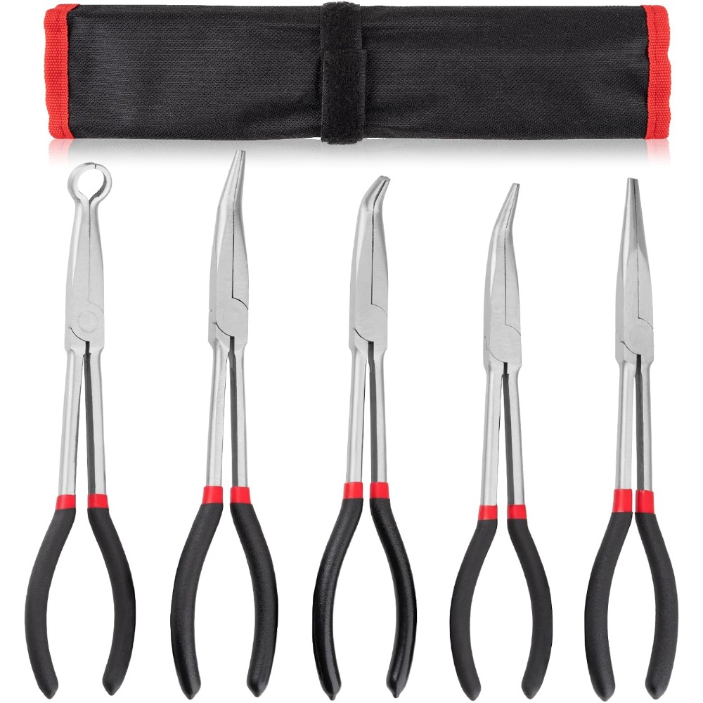 Image of 5pcs Bent Nose Pliers 11 Inch Extra Long Needle Nose Pliers Set