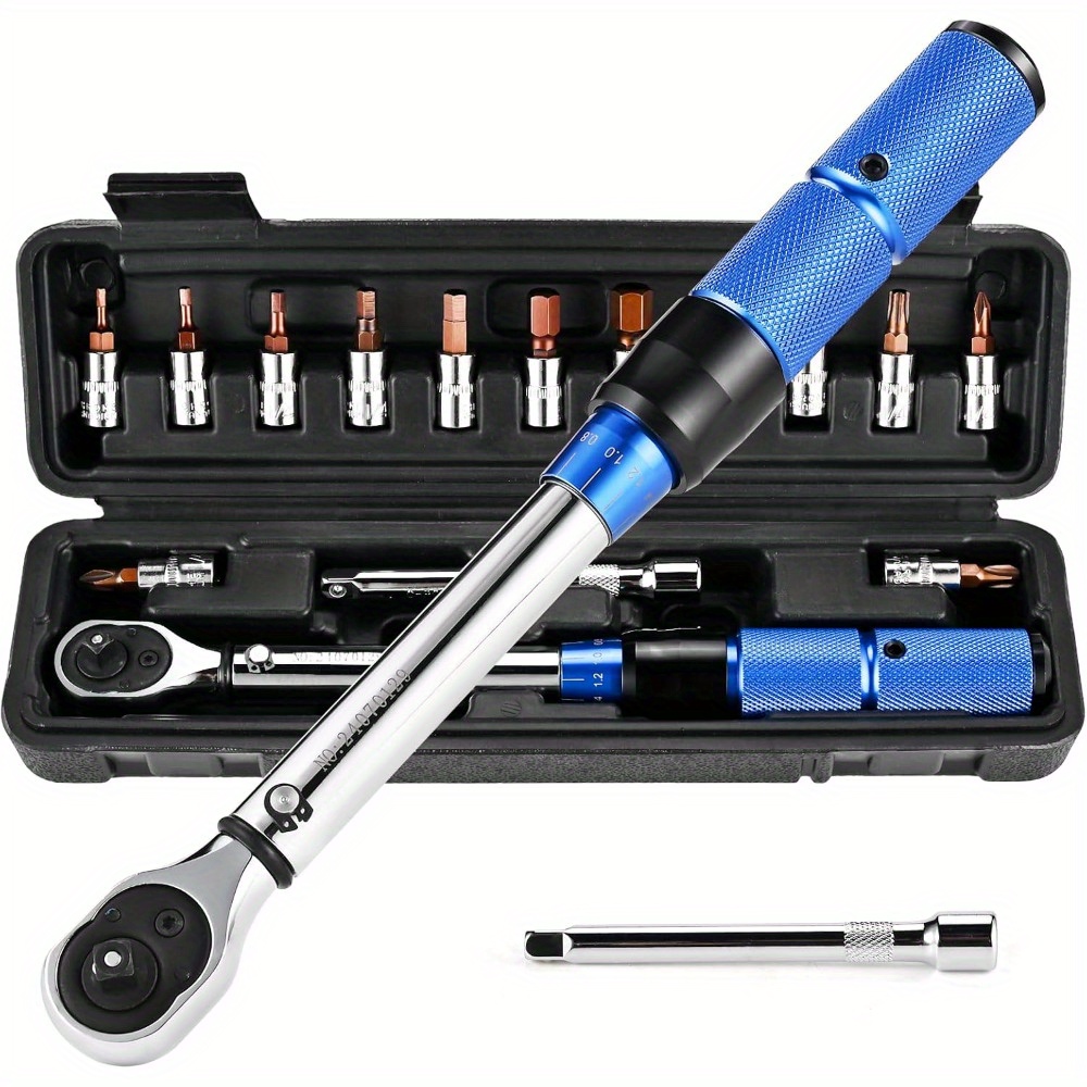 Bedee Bicycle Torque Wrench 1/4 Inch, 2-24 Nm 15pcs Torque Wrench Set For Motorcycles And Bicycles, 3 Accuracy, Torque Wrench Set Equipped With 100m Extension Rod, Hexagonal Socket, Torx Bit