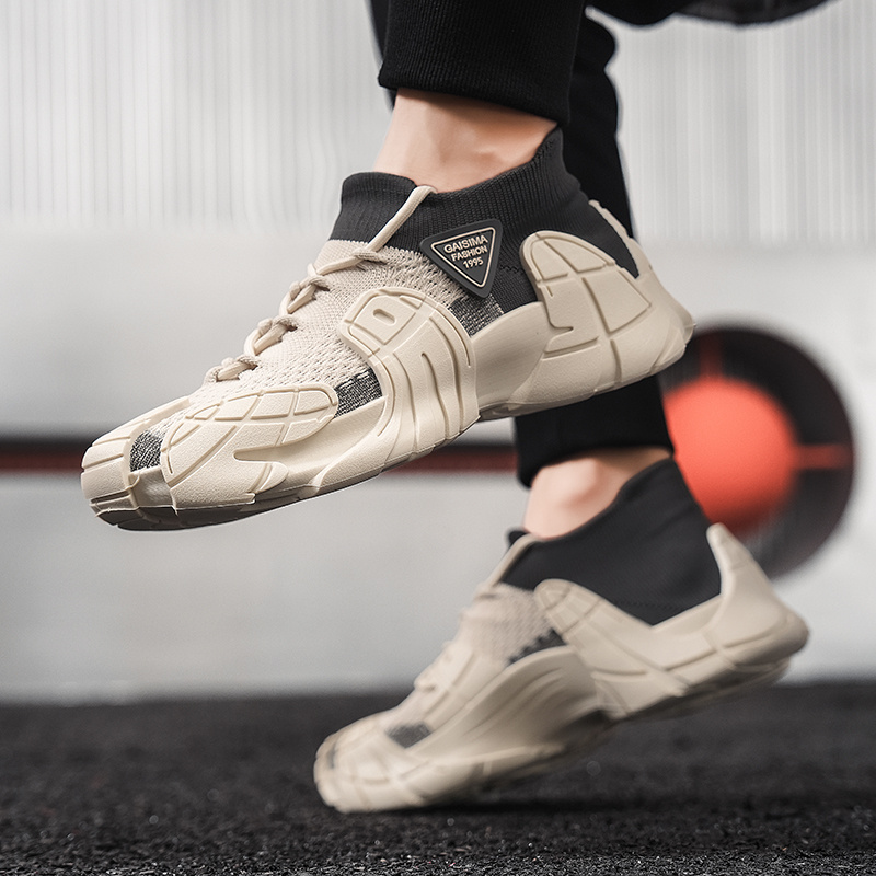 Men's Mesh Breathable Sneakers with Thick Soles, Anti-Slip Running Shoes, Shock-Absorbing, Wear-Resistant Jogging Shoes, Fashionable, Dry, Comfortable Casual Shoes