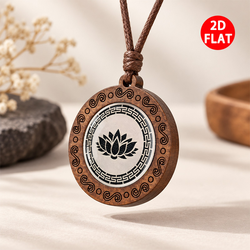 Buddhist Elements 2D Flat Pendant Necklace, Unisex Gift