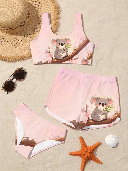 piece featuring a stylish and whimsical summer outfit for girls including a tank shorts and underwear vacations parties and outdoor activities a unique and adorable gift for children
