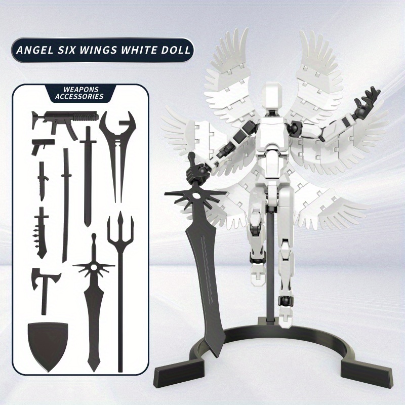 TEMU Movable Shapeshift Robot 3d Printed Mannequin Dummy With Wings Action Figures Toys Kids Adults Parent-children Games