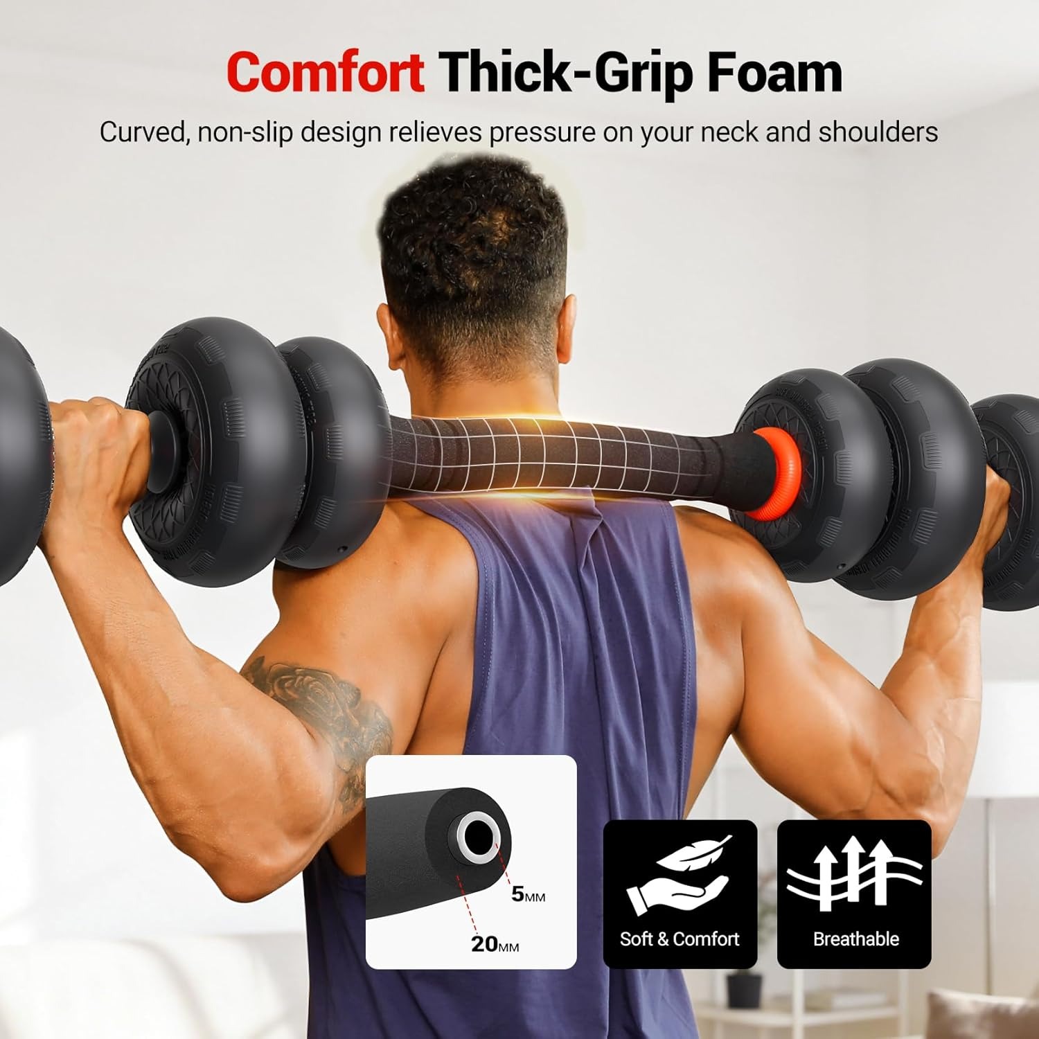 5-in-1 Adjustable Dumbbells 20.41KG Set for Home Gym
