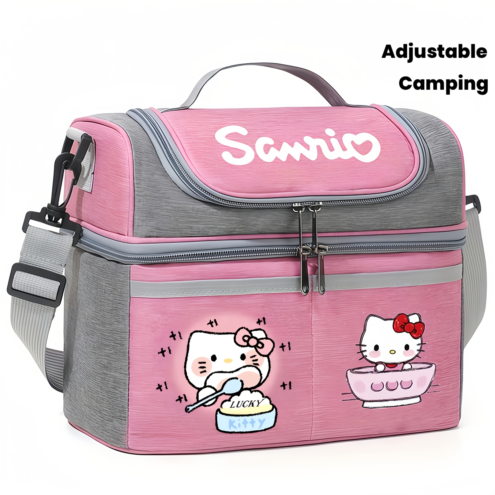 1pc Lunch Bag- Extra Large Insulated Lunch Tote, Non-Food Contact, Featuring * Design, Ideal for School, Travel, Camping, And Outdoor Advent