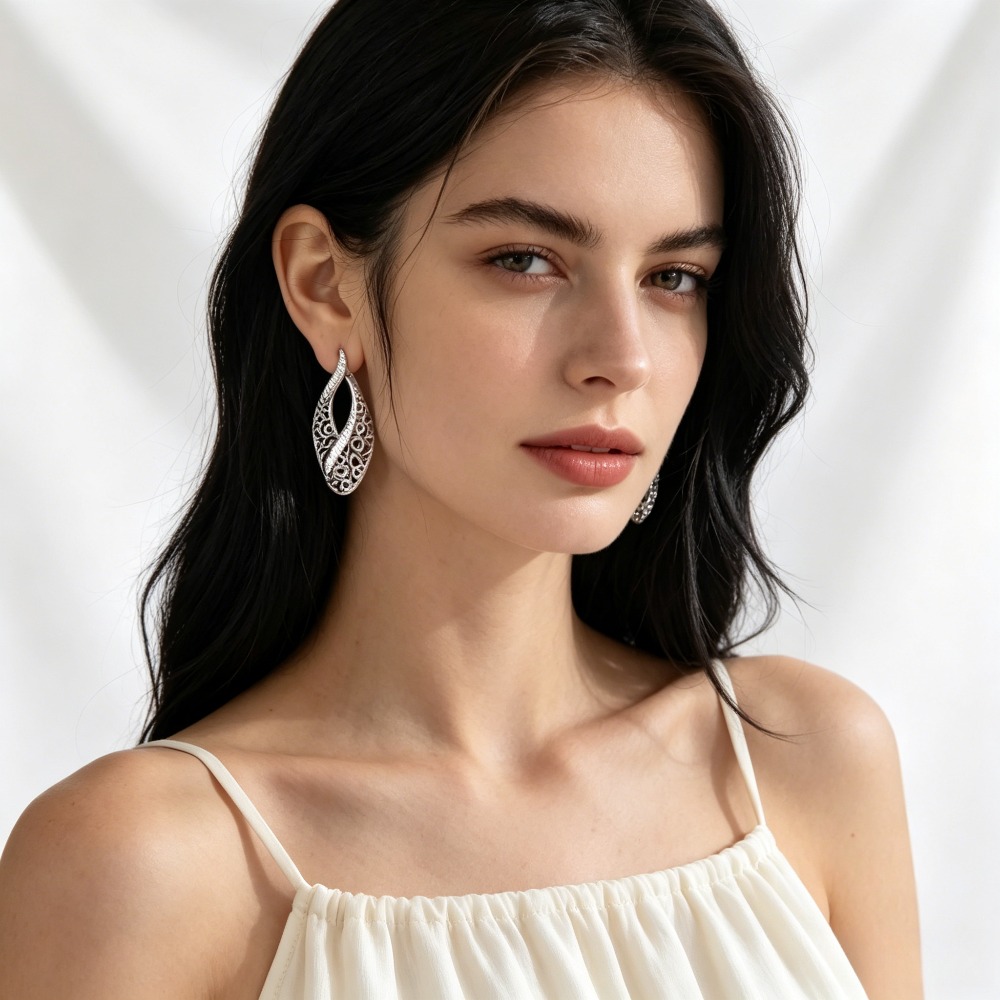 Vintage Twisted Filigree Vine Drop Earrings, Elegant Design
