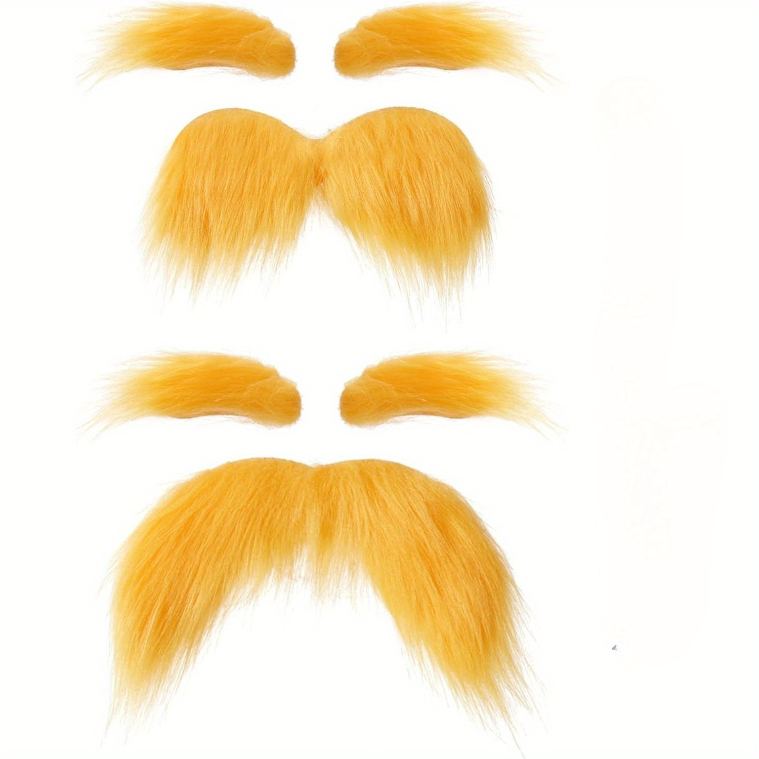 2pcs Yellow Mustache And Eyebrows With Tape, 2pcs Novelty Realistic Yellow Fake Mustache Beard And Eyebrows For Adults, Halloween Cosplay Costume Party Favors, Hipster, And Viking Cosplay!
