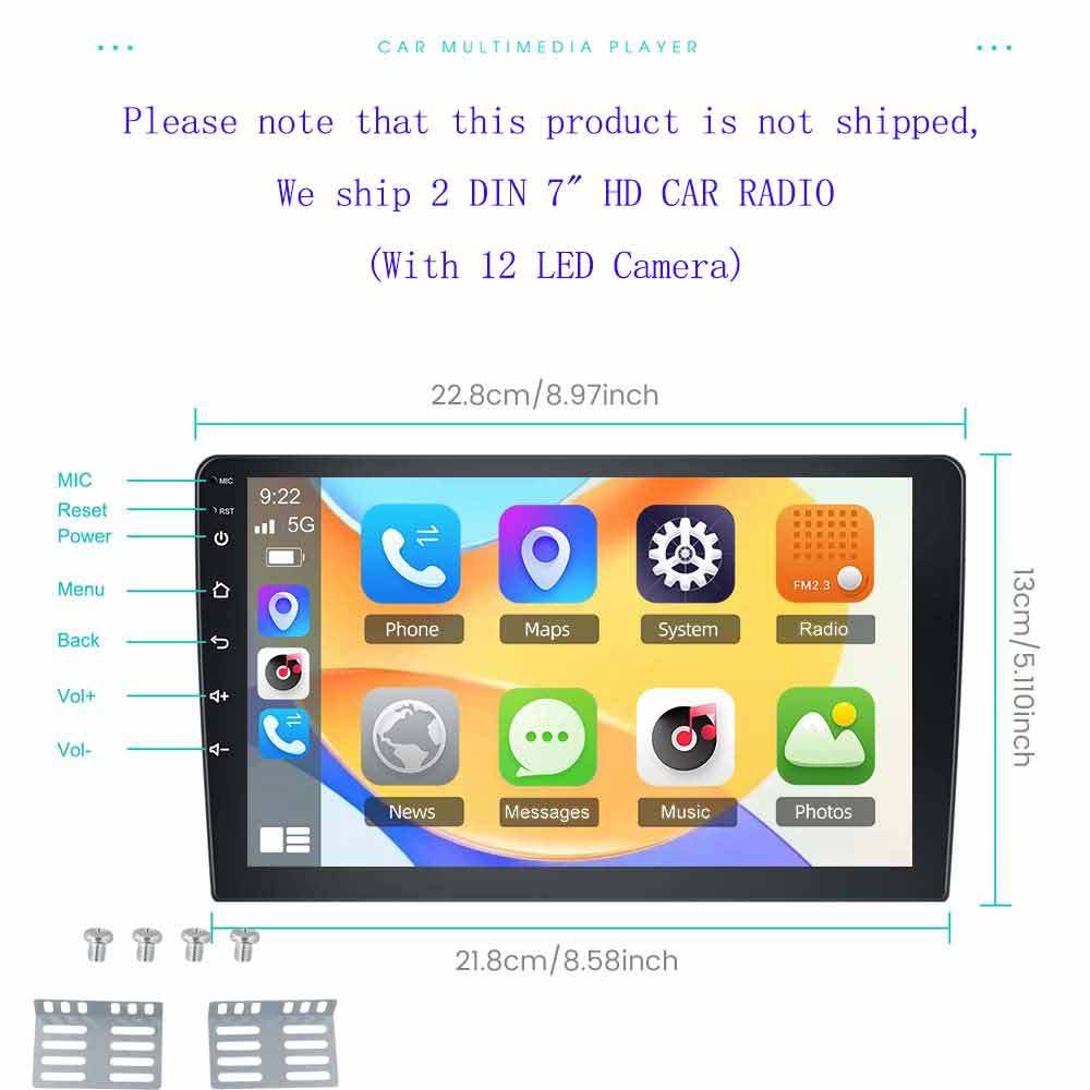 Image of Double Din Car Stereo Radio 7 Inch Touch Mp5 Car Multimedia Player With , Fm Radio Receiver Support Rearview Connection Carplay