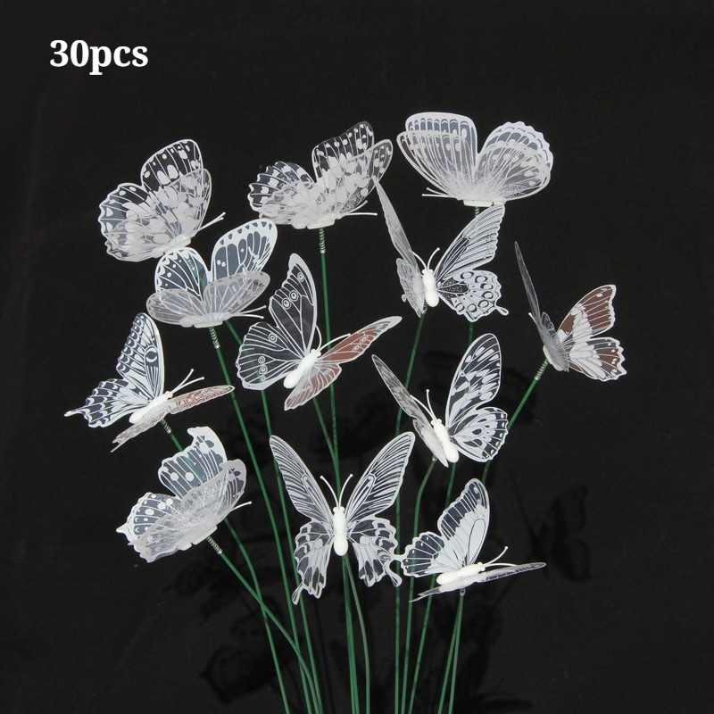 TEMU 【3d】 [3d] 30pcs White Faux Ground Stakes, Transparent 3d Stereoscopic Stakes, Garden Decor, Suitable For Fresh Flower Bouquet Decoration,