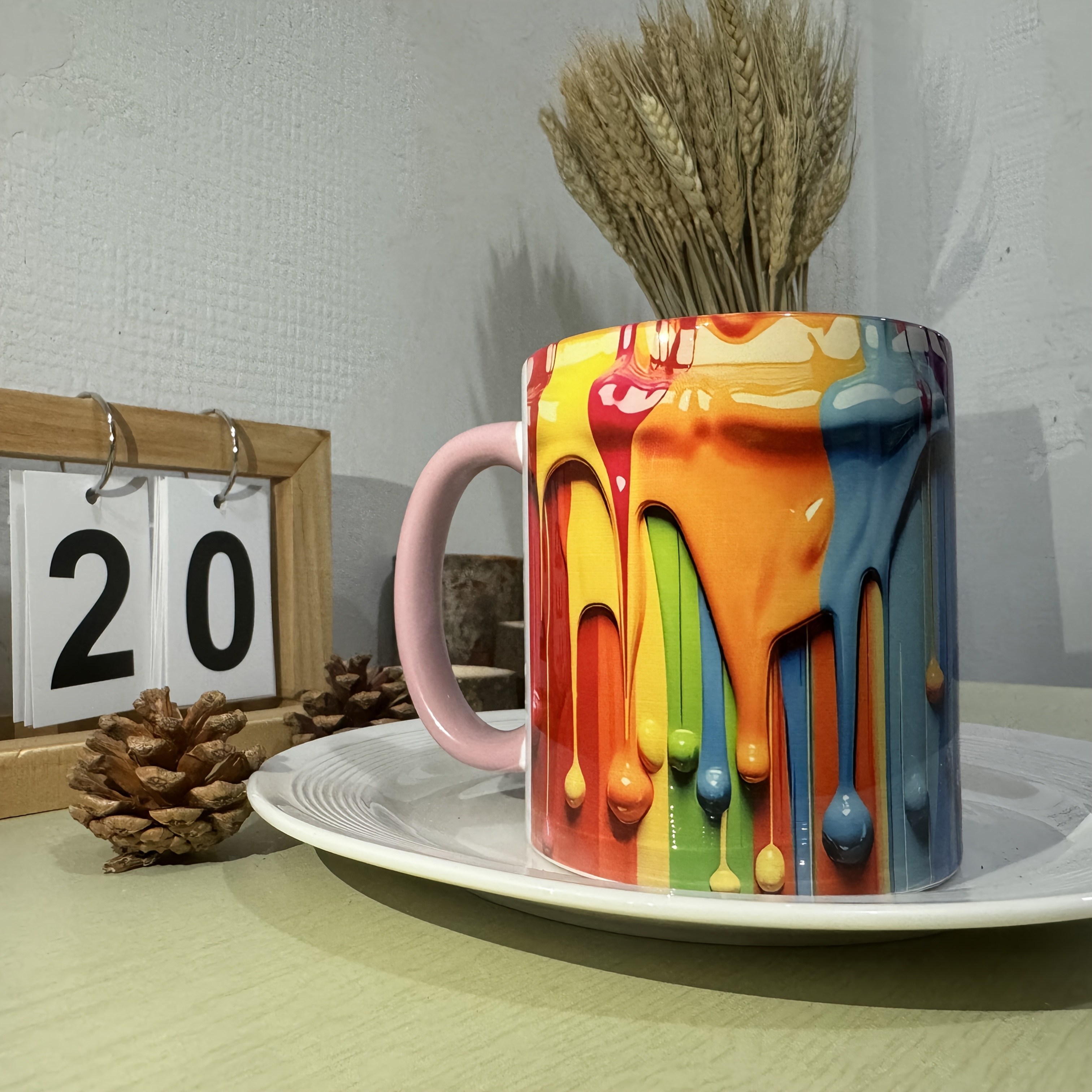 1pc vibrant 3d print ceramic coffee mug colorful - Temu United Arab Emirates