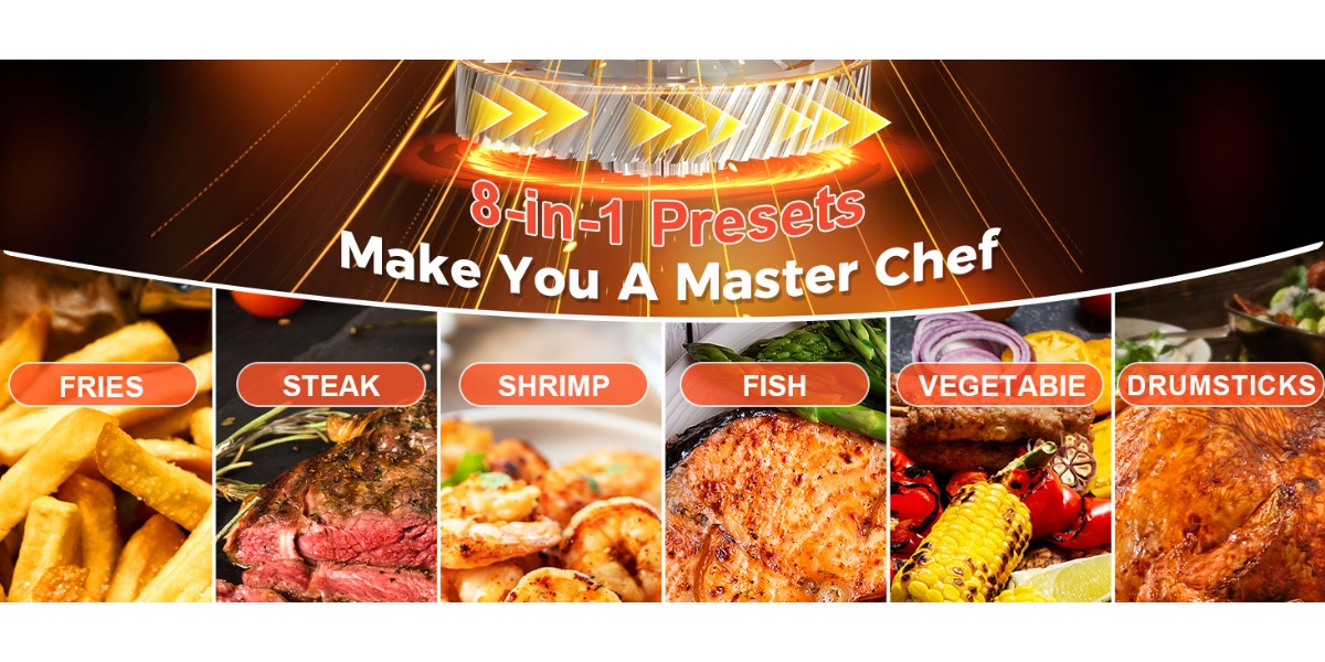 Ultimate 8.5QT Large Air Fryer – 1700W Visible Window Cooker 2 8.5QT Large Air Fryer with Visible Window, 1700W High Power Single Basket Airfryer, Digital Touchscreen with 8 Presets, Clear View Nonstick Basket, Auto Shut-off & Dishwasher Safe, XL Capacity for Family Size