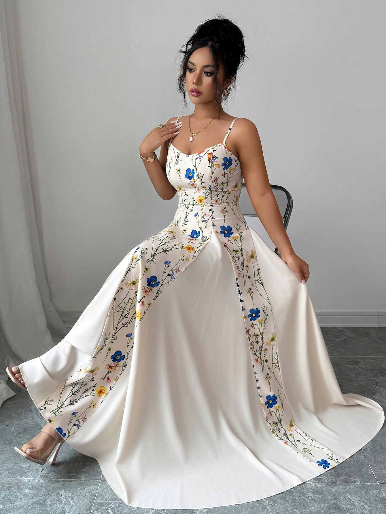 womens elegant maxi dress smock dress bodice vertical - Temu Mauritius