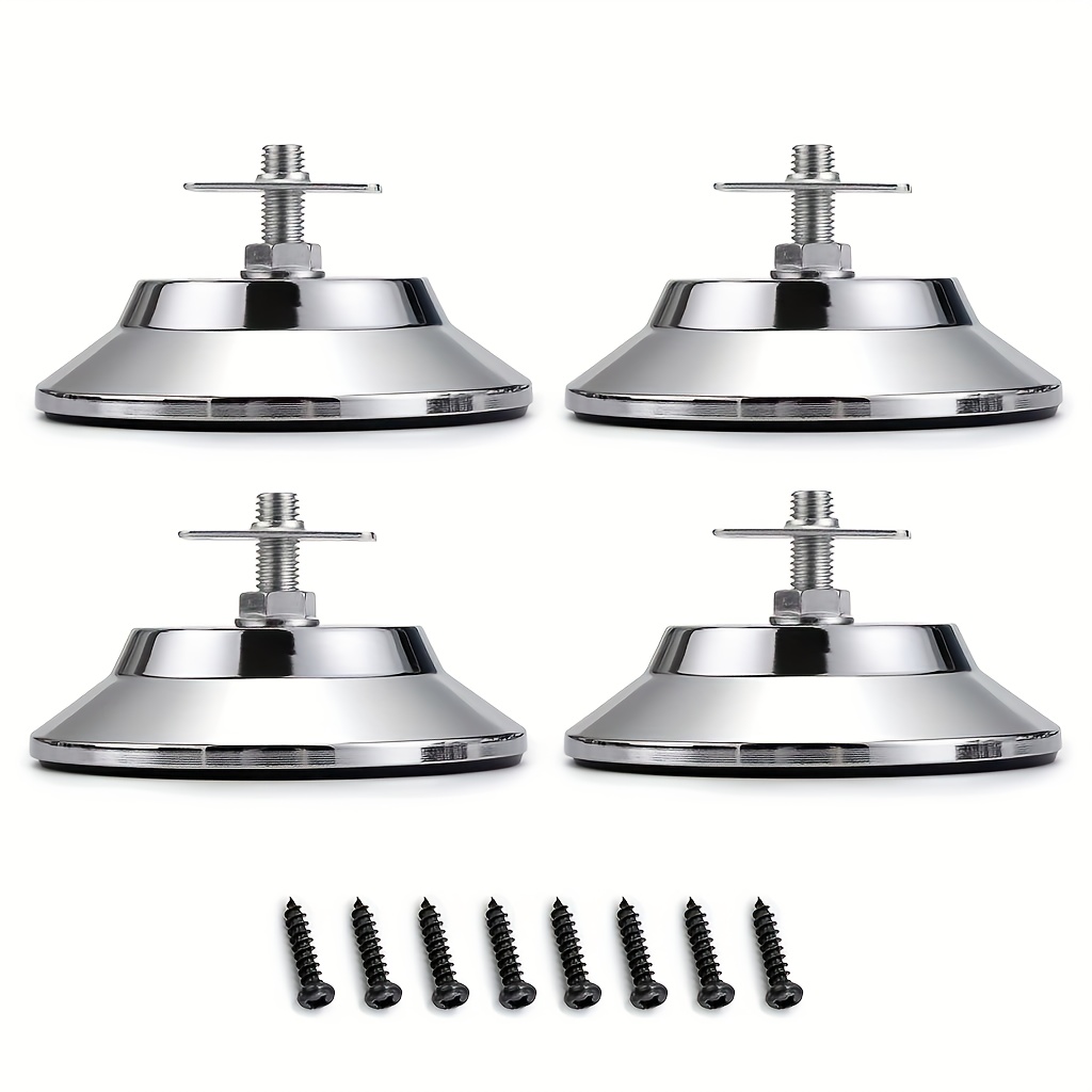 TEMU 4pcs Heavy-duty 5" Metal Table Leg Levelers | Adjustable Feet For Pool, Pong, Foosball, Air Hockey Tables With Brushed Metal