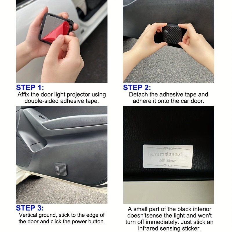 Set of 2 Wireless LED Projector Lights for Car Doors