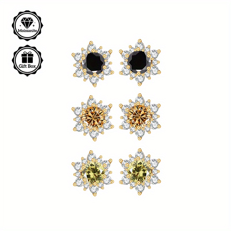 Floral-Shaped Moissanite Earrings, Minimalist Design