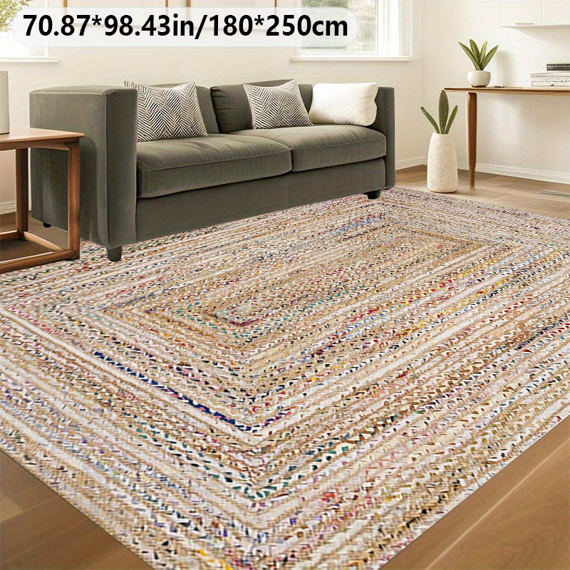 TEMU Golden Diamond Velvet   Dotted Plastic Bottom, 1pc Large Area Rug, European Bohemian Style Carpet, Machine Washable, Easy To Care For, Home