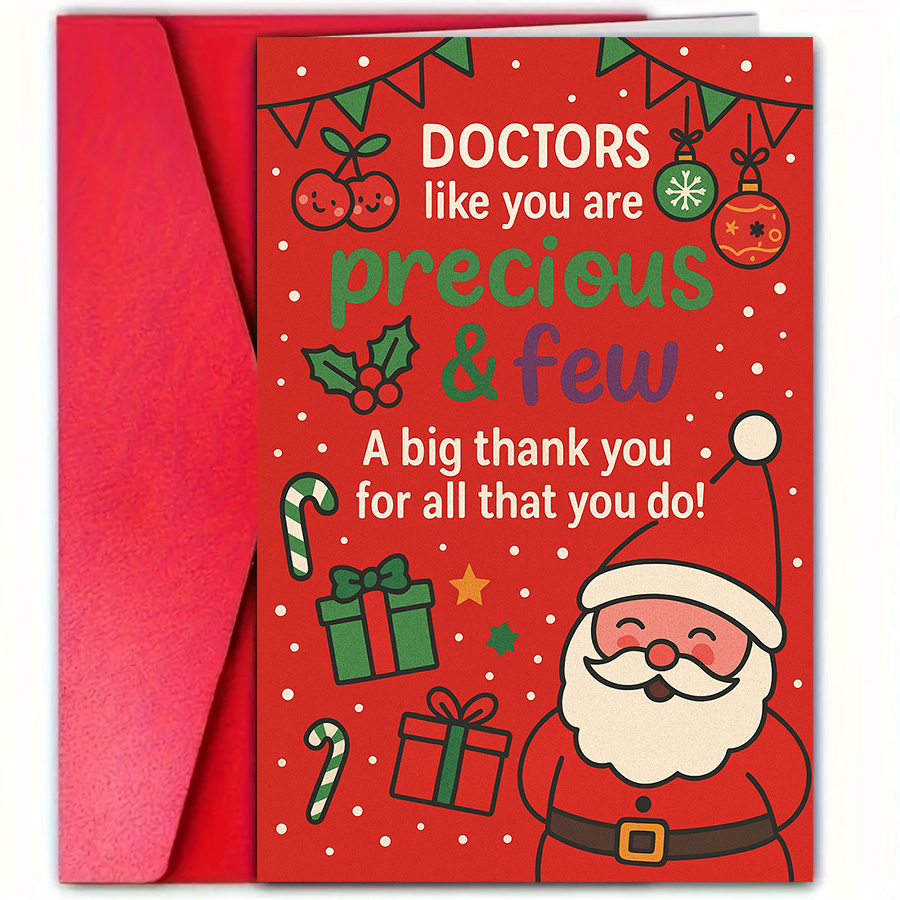 TEMU 1 Greeting Card + 1 Envelope. 2d Flat 1 Christmas Doctor Thank You Card, Holiday Appreciation Card, Gift For Nurses And , Seasonal Gratitude