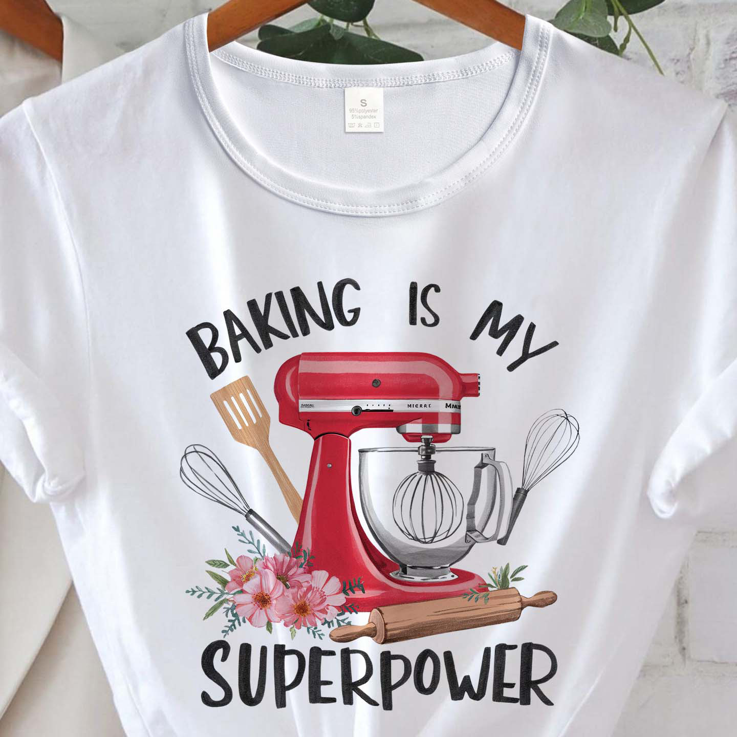 

baking Is My " Women's Short Sleeve T-shirt - Crew Neck, Casual Summer & Spring Top, Polyester And Spandex , Non-transparent