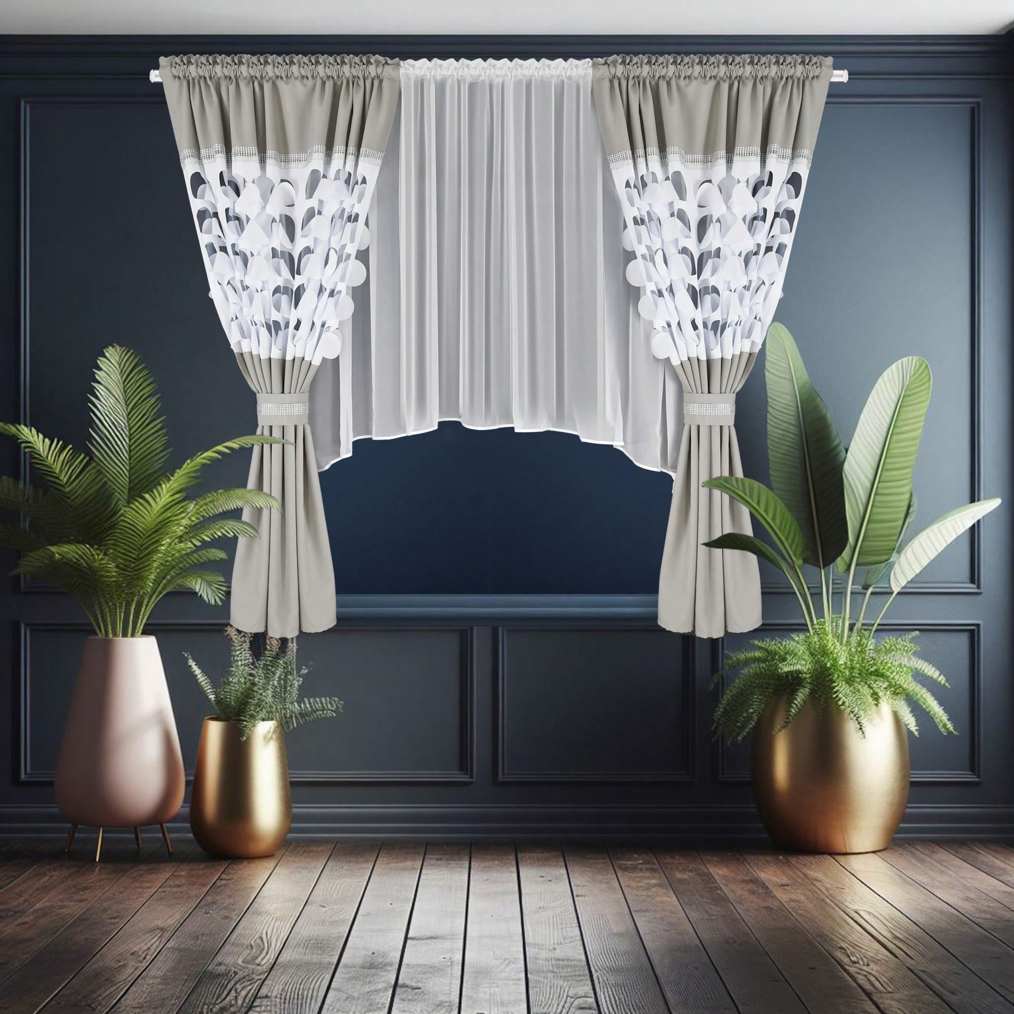 Image of Bohemian Filtering Curtains, High Quality Fabrics, , Hollow Circle , Suitable For Bedroom And Living Room Decoration, 400*160cm, 1pc