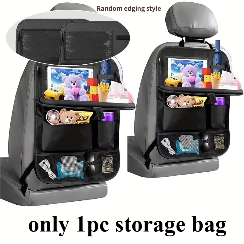 TEMU 2026 New Car Back Seat Storage Bag With Table Support, Multifunctional Car Seat Back Organizer With Storage Compartments And Tablet Holder,