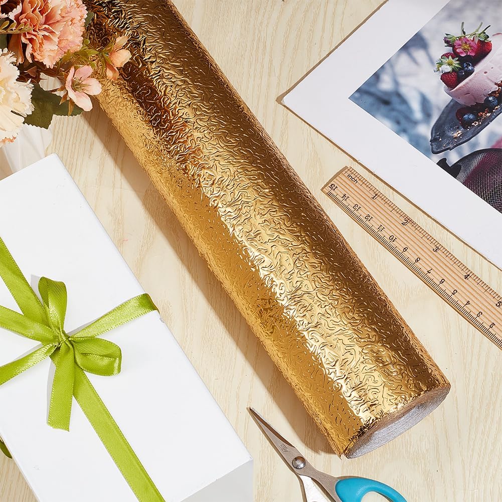 1 roll golden peel and stick wallpaper embossed aluminum foil backsplash sticker self   vinyl material for kitchen bathroom countertops Product details 3