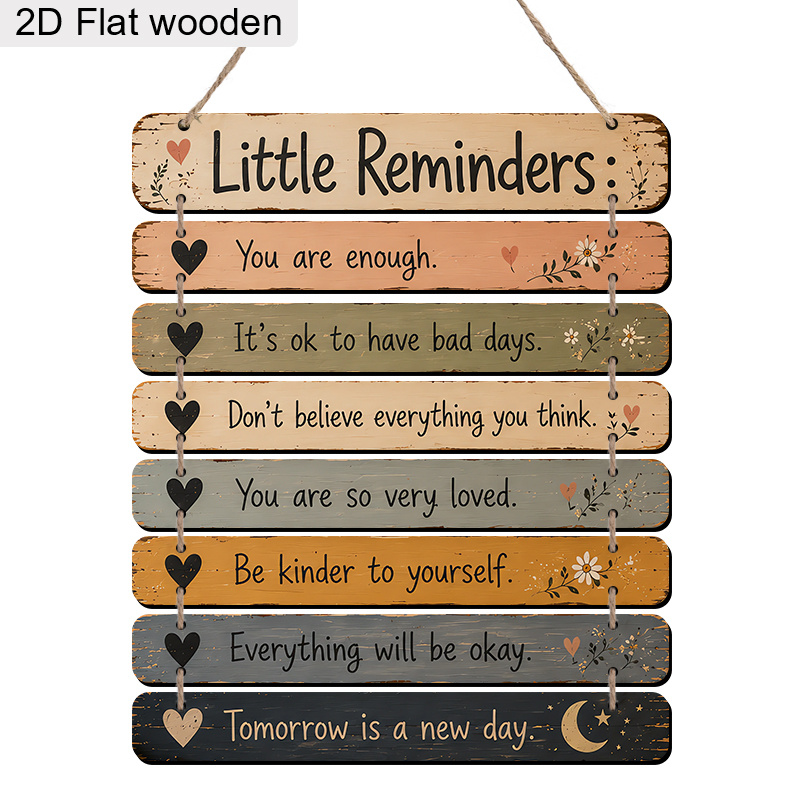 TEMU 2d Flat, 2d Flat 8pcs Wooden Set, Small Reminder Positive Affirmation Wooden Hanging Signs, Rustic Style Inspirational Quote Wood Plaques "you