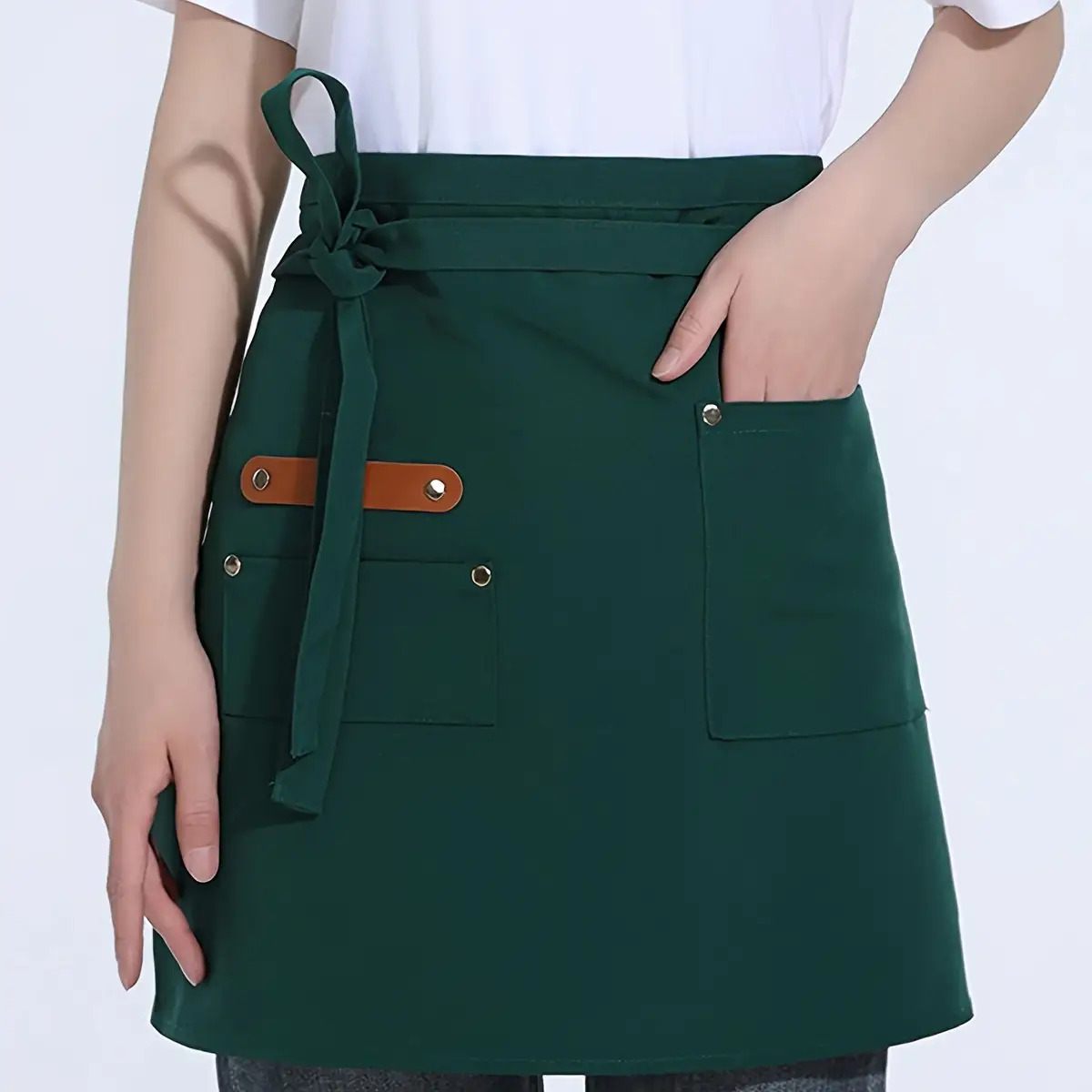 TEMU Tablier de cuisine personnalisable avec image, 1 pièce, tablier de serveuse pour femme, tablier de restaurant, ceinture à boucle étendue,