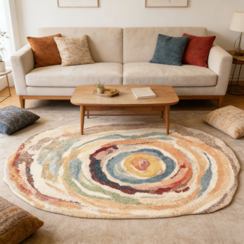 TEMU Faux Imitation Cashmere 1000g 1pc Multicolor Artistic Style Living Room Sofa Coffee Table Rug, Vintage - Style Bedroom Decorative Bedside Rug,