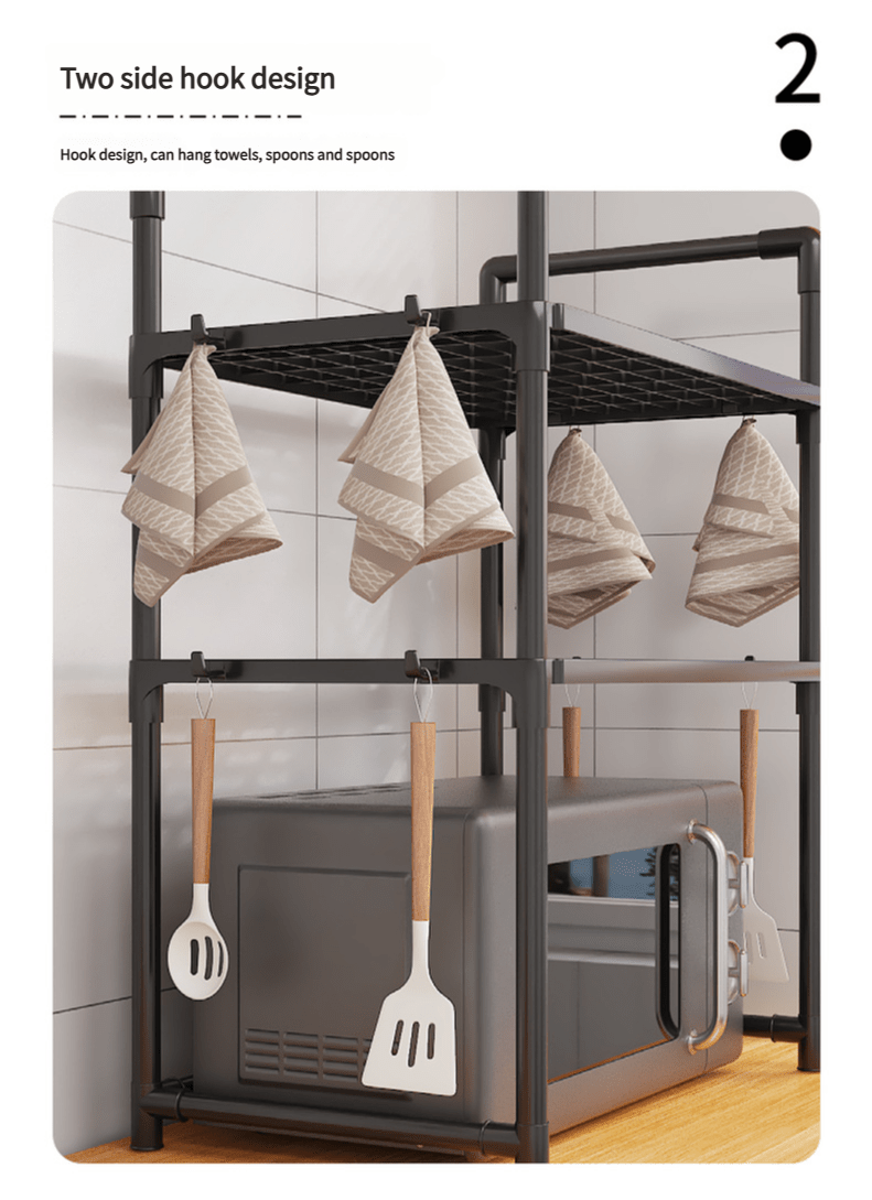 versatile multi layer microwave oven storage rack   plastic   for cookware plant display   kitchen countertops details 5