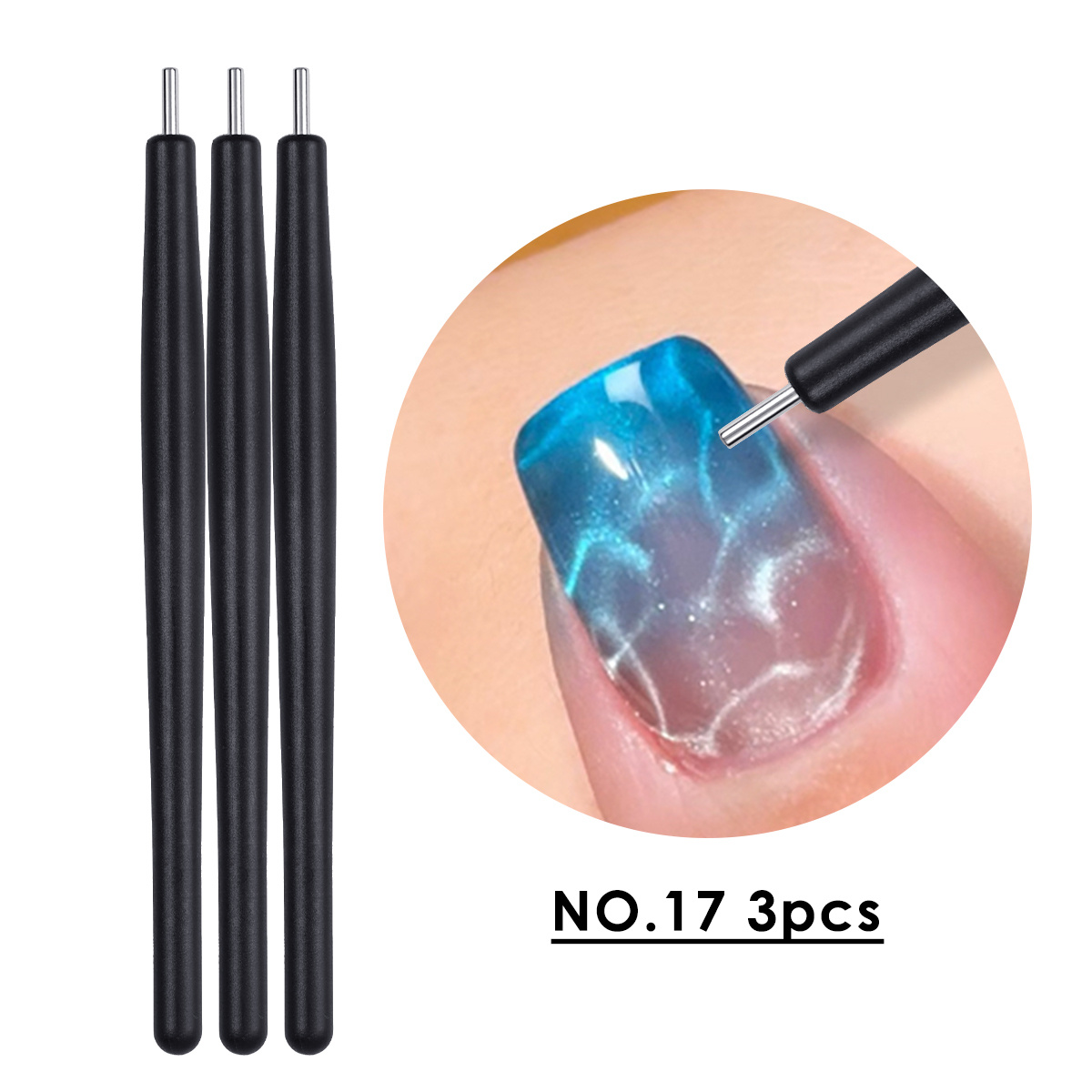 TEMU 3pcs Cat Eye Nail Polish Magnetic Pen Wave Circle Image French Style Magnet Tools Creative Drawing Design Steel Balls Manicure Accessories