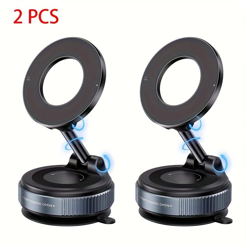 TEMU 2pcs Upgraded Magnetic Phone Holder, Non-electric Version 360 ° Rotatable And Foldable, Magnetic And Vacuum Suction Cup Car Mount, Compatible
