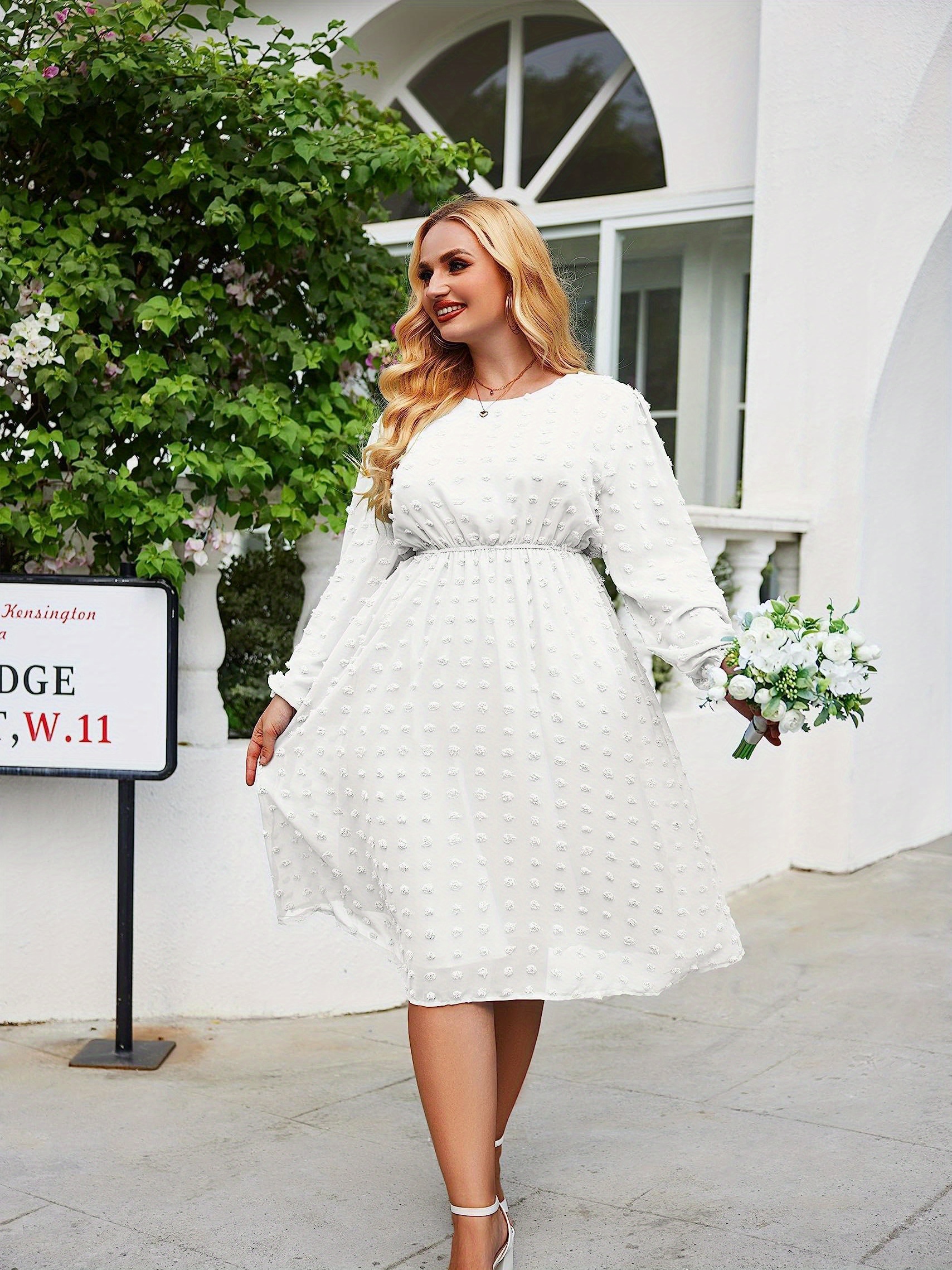 Midi Dresses White Dress Women's Plus Size Plus Size White