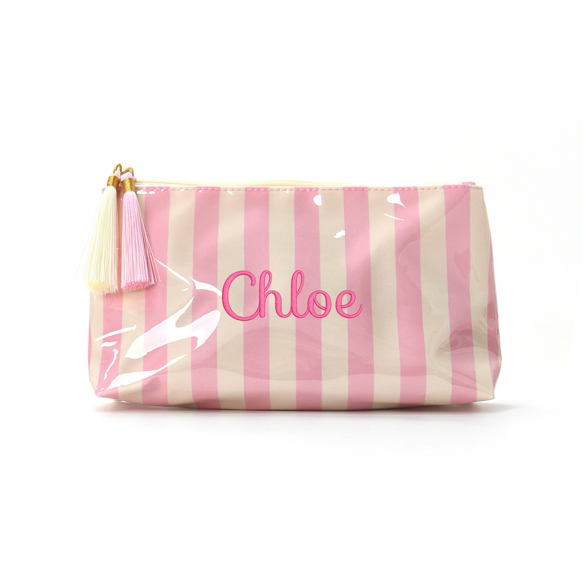 TEMU Personalized Embroidered Cosmetic Bag Suitable For Home & Travel - Large Capacity Tassel Toiletry With Name/initials, Portable Clutch For ,,