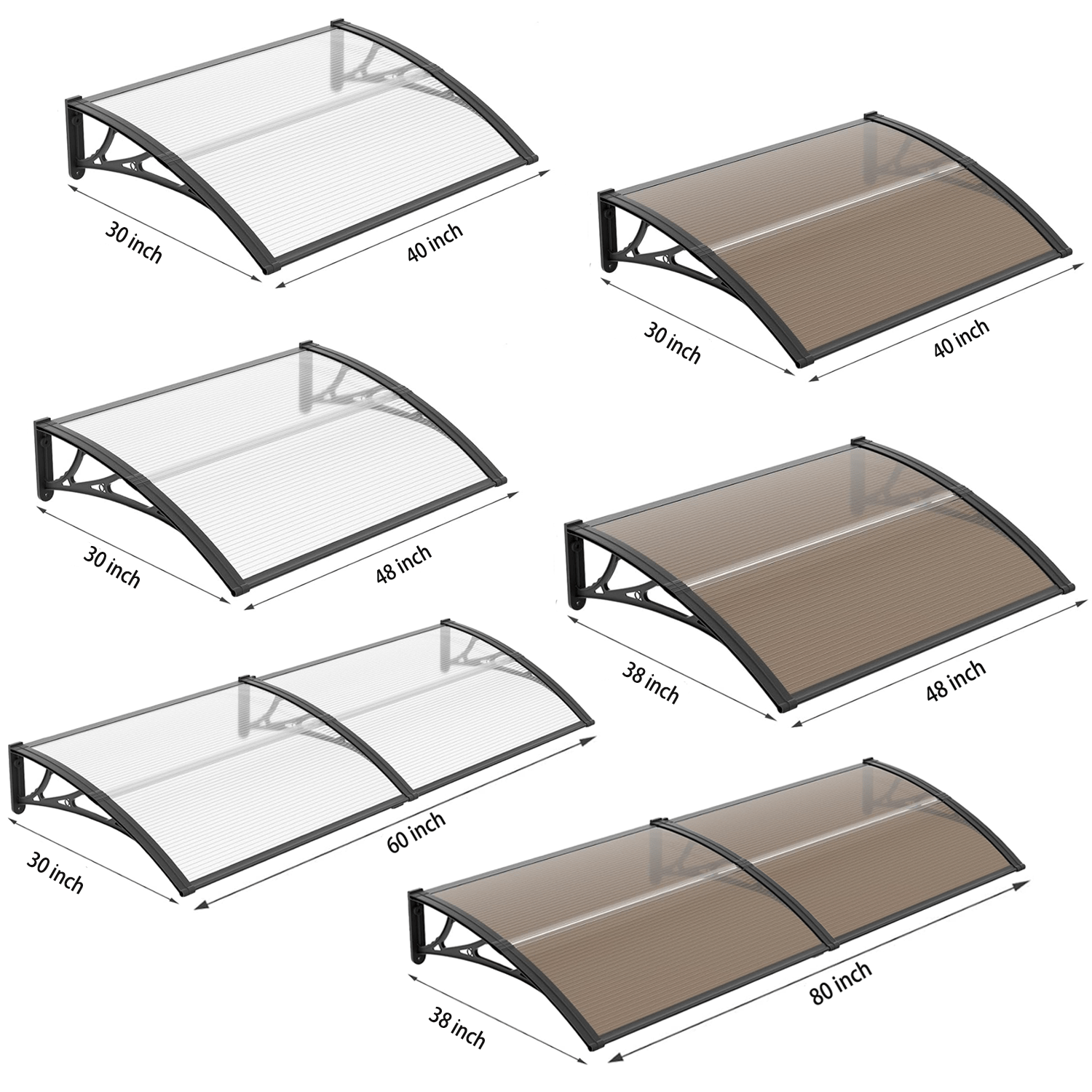 30   48   80 window awning door canopy   awnings for doorways polycarbonate cover patio door awning uv  in snow   hollow sheet