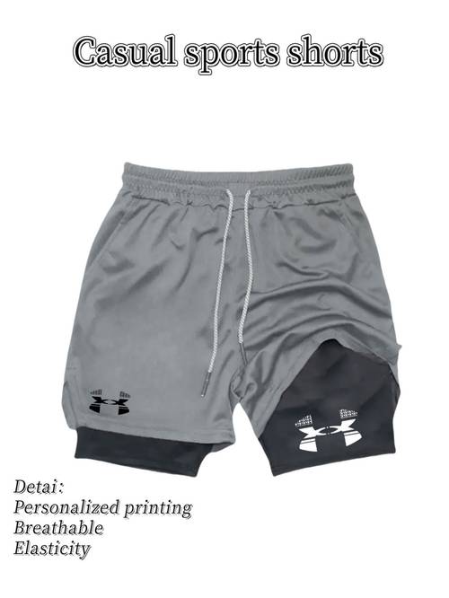 a must have for fitness enthusiasts mens casual sports shorts ua black and white minimalist print double layer structure breathable and dominating and gym double layer structure training