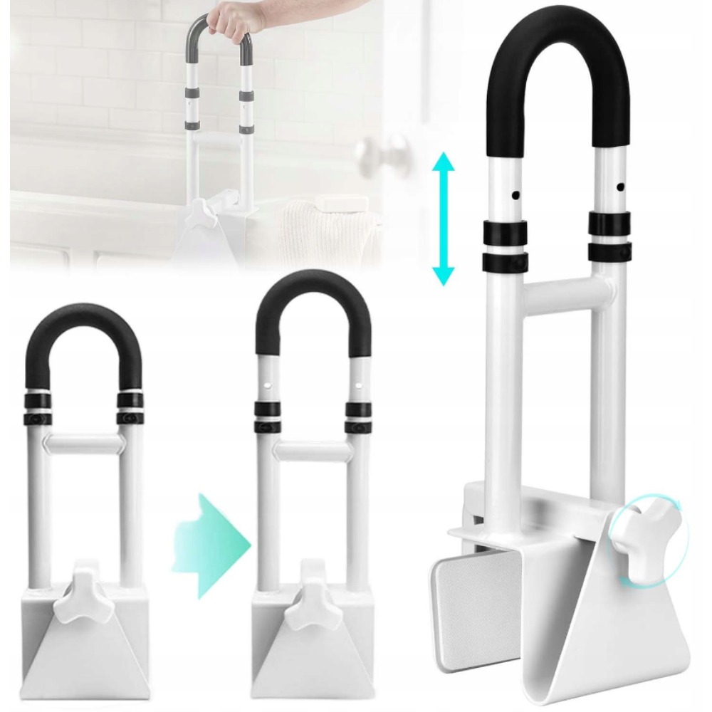 1pc Adjustable Bath Tub Handrail | Provides Secure Support, Anti-slip Design, , Rust-resistant, Suitable For Bathtubs, White, High-strength