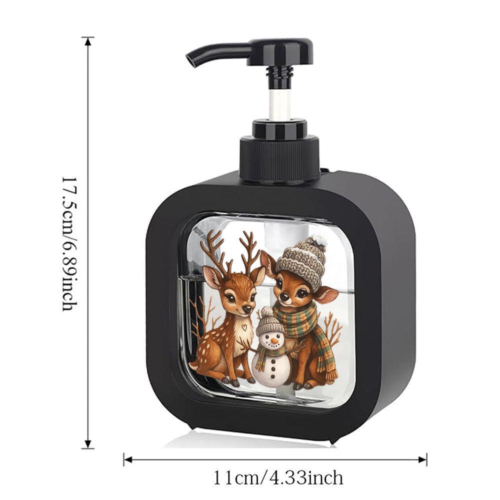 TEMU Christmas - Reindeer & Snowman Design Moisturizing Hand Soap In Pump Bottle Dispenser, Perfect For Winter And New Year. Ideal As A Bathroom Soap