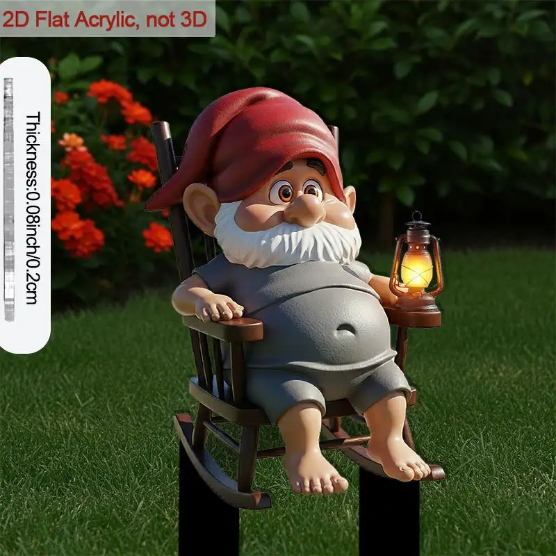 E-shop 2D Flach, . Garten Gartenzwerg Dekoration für den Außenbereich, Kunststoffmaterial, geeignet für Blumentöpfe, Balkon, Hof, für Garten- und