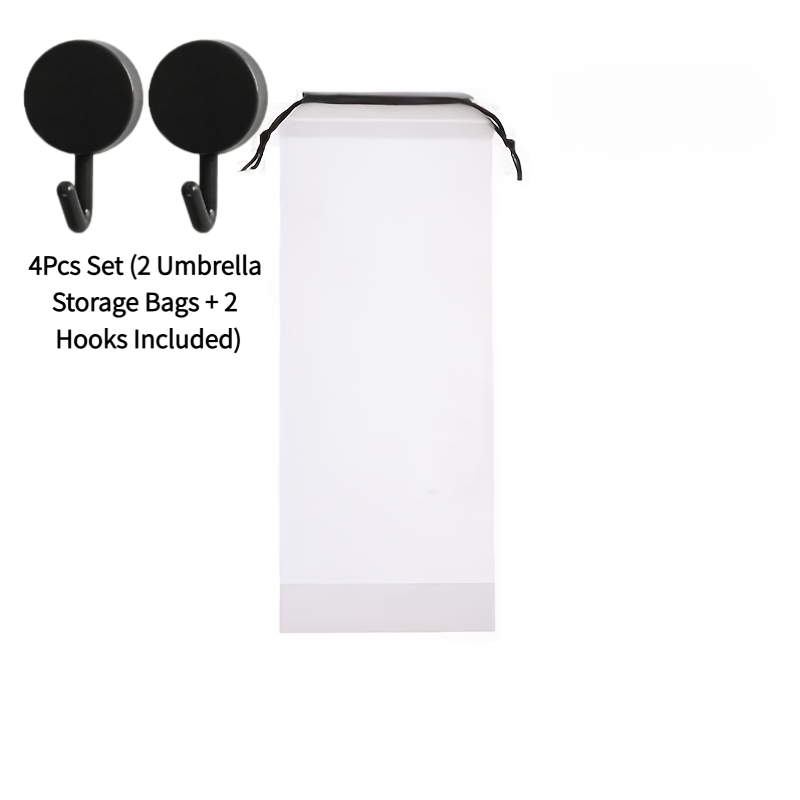TEMU 4pcs (2 Umbrella Storage Bags + ) Matte Translucent Umbrella Storage Bags, Durable And Reusable Material, Drawstring Closure Design,