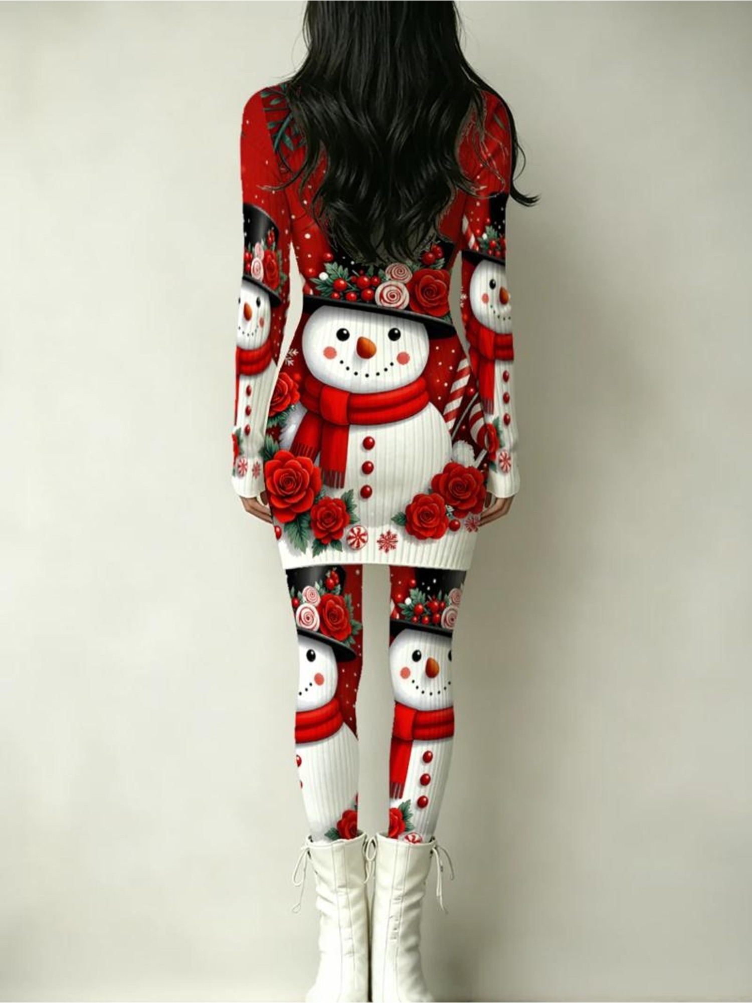 womens christmas snowman print dress set mixed colors multiple sizes   festive winter   comfortable fabric suitable for   wear stylish and      
