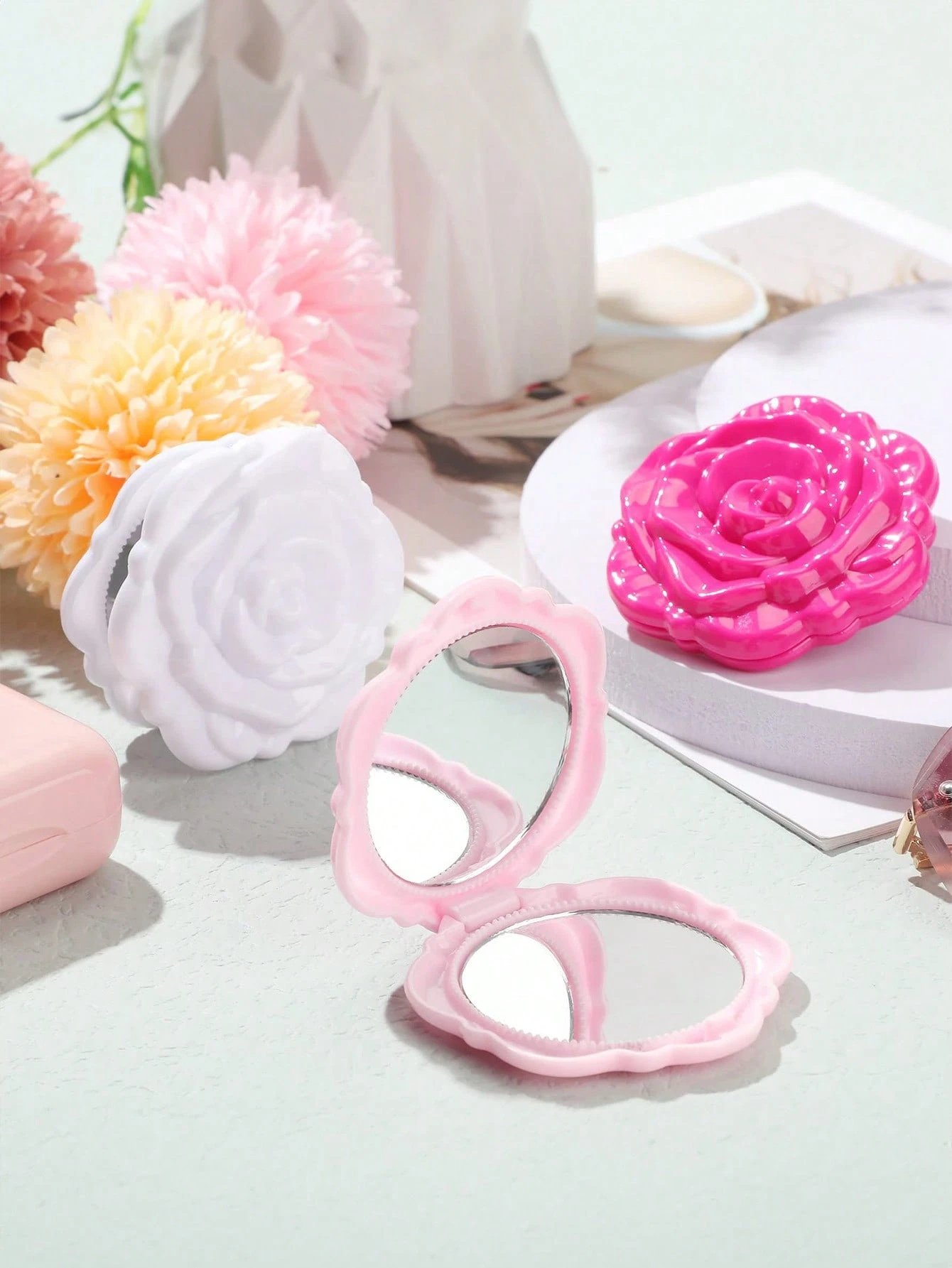 gift for her him adorable portable folding makeup   a stylish and compact   perfect as a bridesmaid or wedding party gift for women and girls details 2