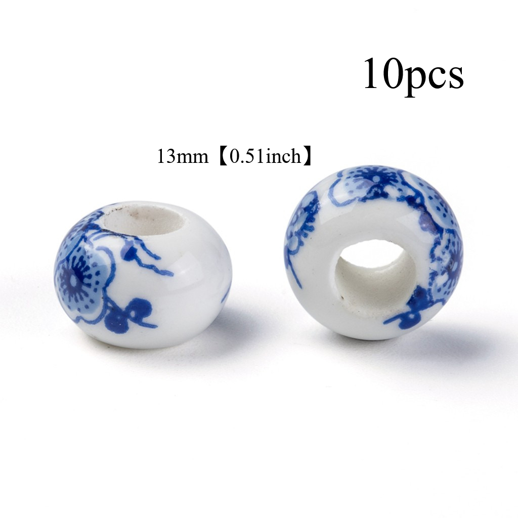 TEMU 10pcs Handmade Porcelain , Large Hole Beads, Rondelle, No , White, About 13mm In Diameter, 8.5mm Thick, Hole: 5mm, Beads&beads Assortments, For
