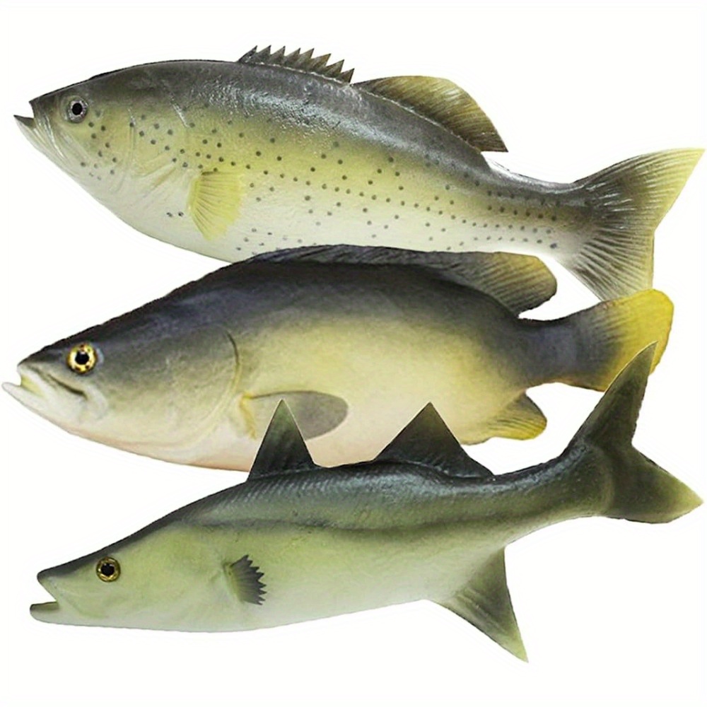 Image of 3pcs Lifelike Plastic Fish Set - Realistic Artificial Models For Aquarium Display, Restaurant Showcase, Stage Drama & Photography Props, Stage Fish Decor | Lifelike Fish Set | , Fish Decorations