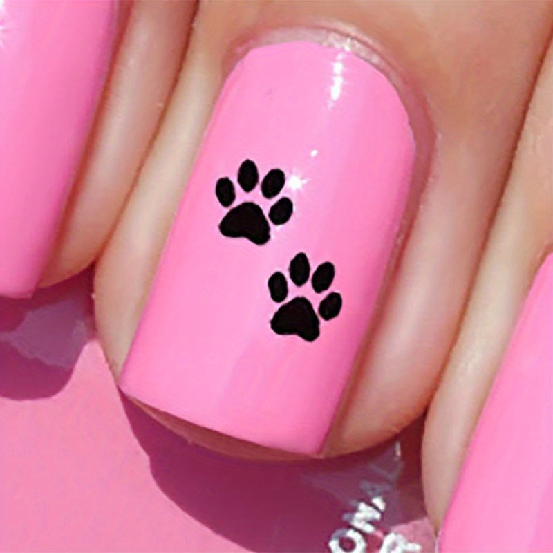 Image of 1pc Paw Print Nail Stickers Temporary Animal Nail Decals With Designs For & S - Easy & Stick For Parties,, Casual Attire - Semi- Nail Art (no Smell)