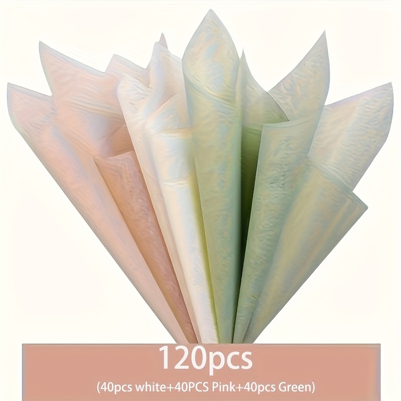 E-shop 120 Blatt Blumen-Geschenkpapier, geeignet für Bastelarbeiten, DIY-Projekte, Geschenkverpackung & Straußverpackung – Blätter in Rosa, Weiß, Grün,