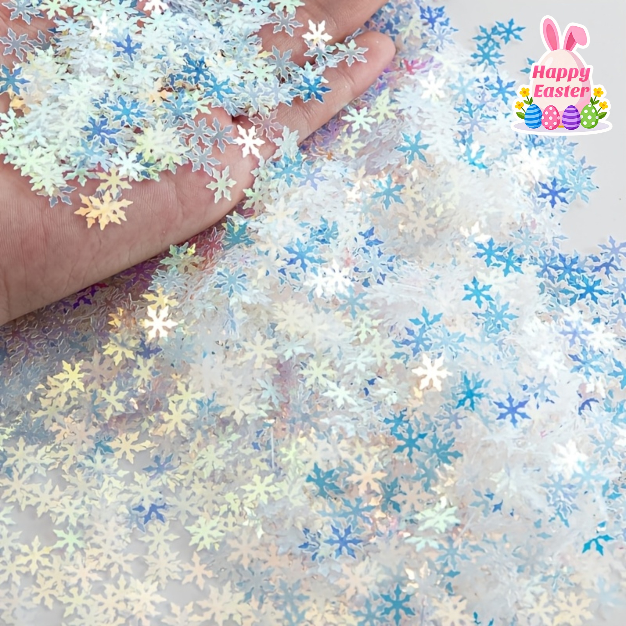 TEMU 920pcs/20 Grams Of Iridescent Glitter Snowflake Sequins- Colorful Winter Decorations, Suitable For Christmas, New Year, Easter, Oktoberfest,