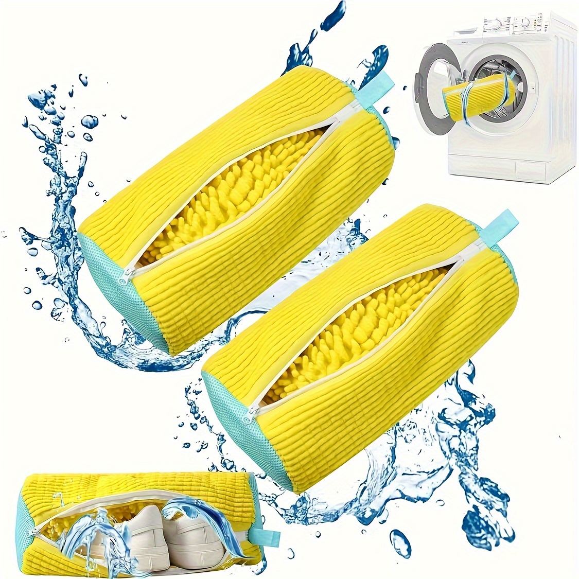 2 items 1 cleaning shoe 1 multifunctional shoe rack   in 3 colors yellow gray white durable zipper storage   mesh shoe is perfect for washing drying and   shoes and sneakers laundry bags Product details 4