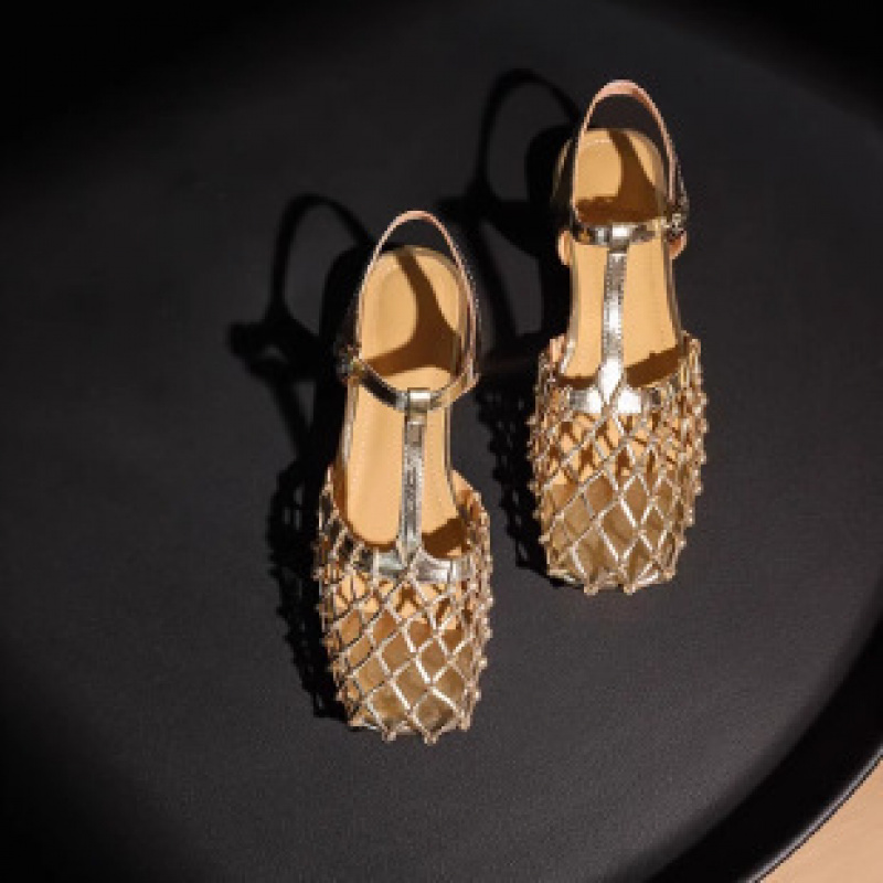 Image of Women'-toe Hollow-out Sandals, Mesh Flat Shoes With Design, Breathable Hollow-out Style, Comfortable Summer Banquet Women's Shoes, Versatile For Dates And Special Occasions, Women Shoes