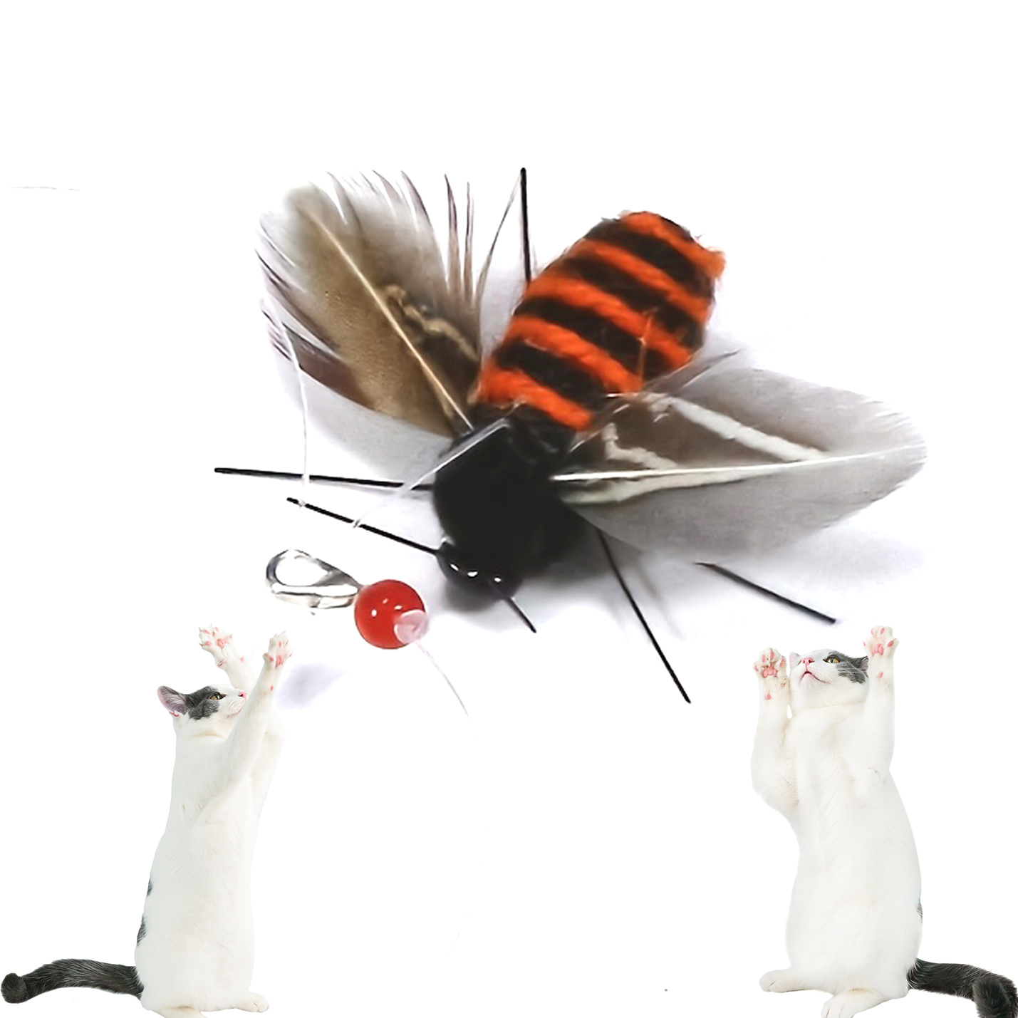 

Interactive Plush Cat Toy With Realistic Insect Design - Sisal Material, No Batteries Required For Indoor Play & Exercise, Rod And Fishing Rod Accessories