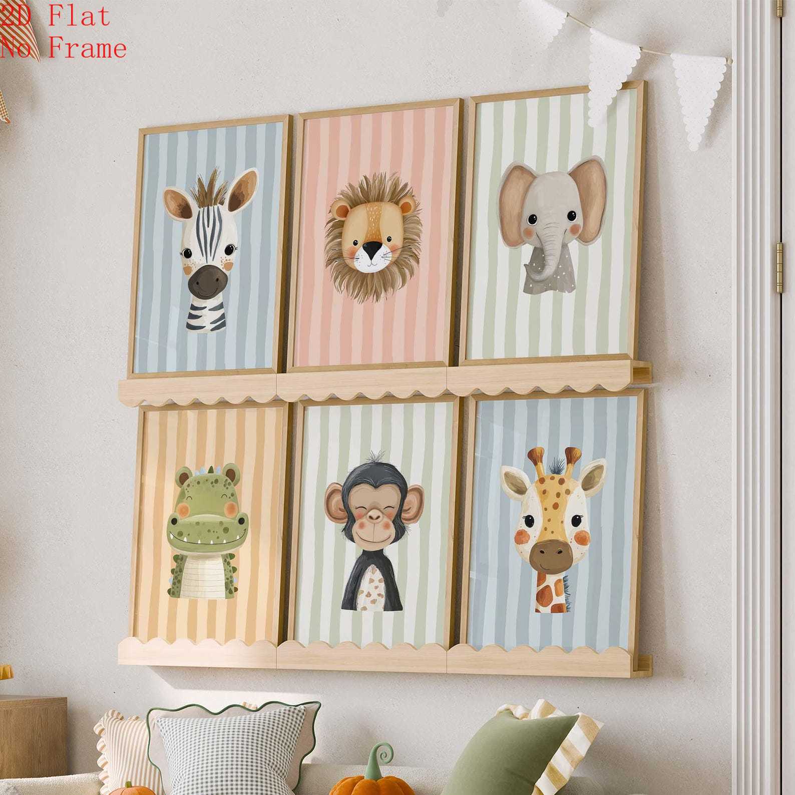 TEMU 2D , [2D 6 piezas Sin Pósters en ] Paquete de de Animales del , de Pared de Animales de para Decoración de Habitación