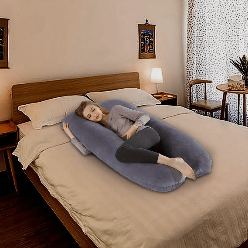 1pc Maternity U-Shaped Lumbar Pillow - Thick Support Cushion for the Lower Back, Comfortable Neck Pillow, Island Sea Island Cotton, Machine Washable, Gray, Maternity Cushion, Suitable for 25 Scenarios